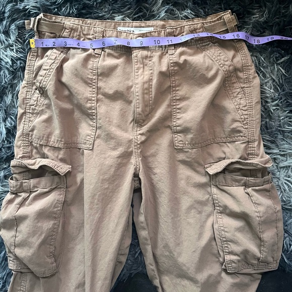Bershka Tan Cargo Utility Baggy Straight Pants Size 8 - Picture 12 of 14